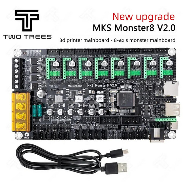 MKS Monster8 V2.0 32-Bit 8-Achsen Motherboard für FDM 3D-Drucker in Schwarz - Bild 1