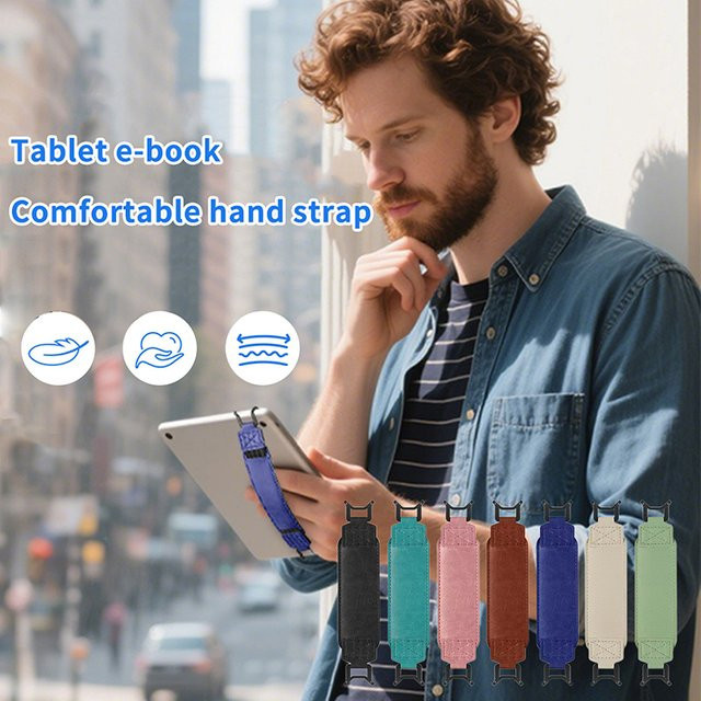 Lederhandschlaufe Tablet-Ständer für Xiaomi und Kindle E-Reader von 6 bis 11 Zoll als Sicherheitshalter - Bild 1