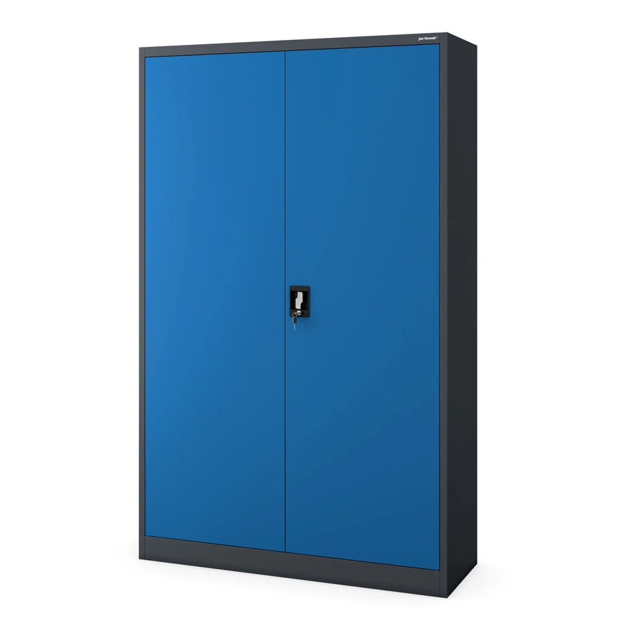 Jan Nowak Büro Aktenschrank JAN II aus Metall mit Scharniertüren in Anthrazit und Blau, B/T/H: 115 x 40 x 185 cm - Bild 2