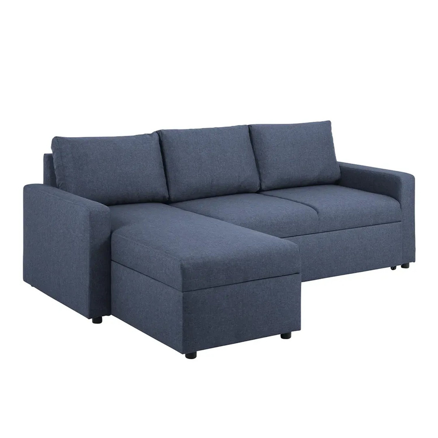 ebuy24 Sander Schlafsofa in L-Form mit Ottomane, Aufbewahrung und Auszug, Blau - Bild 2