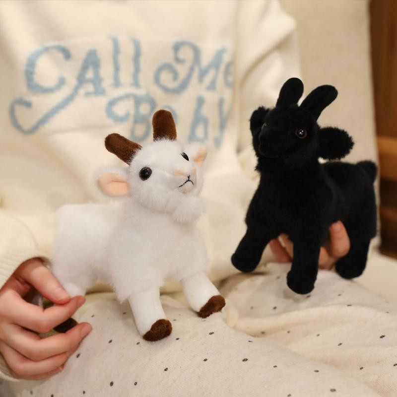 GDzaccly Ziege Schaf Plüschtier Puppe Schwarz Weiß - Bild 3