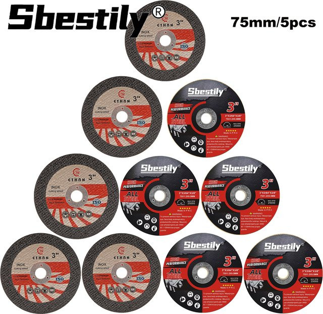 SI FANG 5er Set Mini Trennscheiben Rund 75 mm Ultra Dünn für Winkelgrinder zum Schneiden von Holz und Stahl in Rot und Schwarz - Bild 1