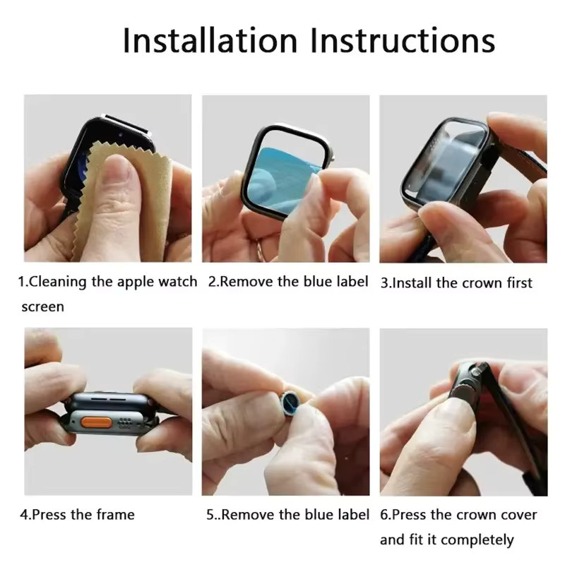 Displayschutz Glas für Apple Watch, Silber, Unisex - Bild 5