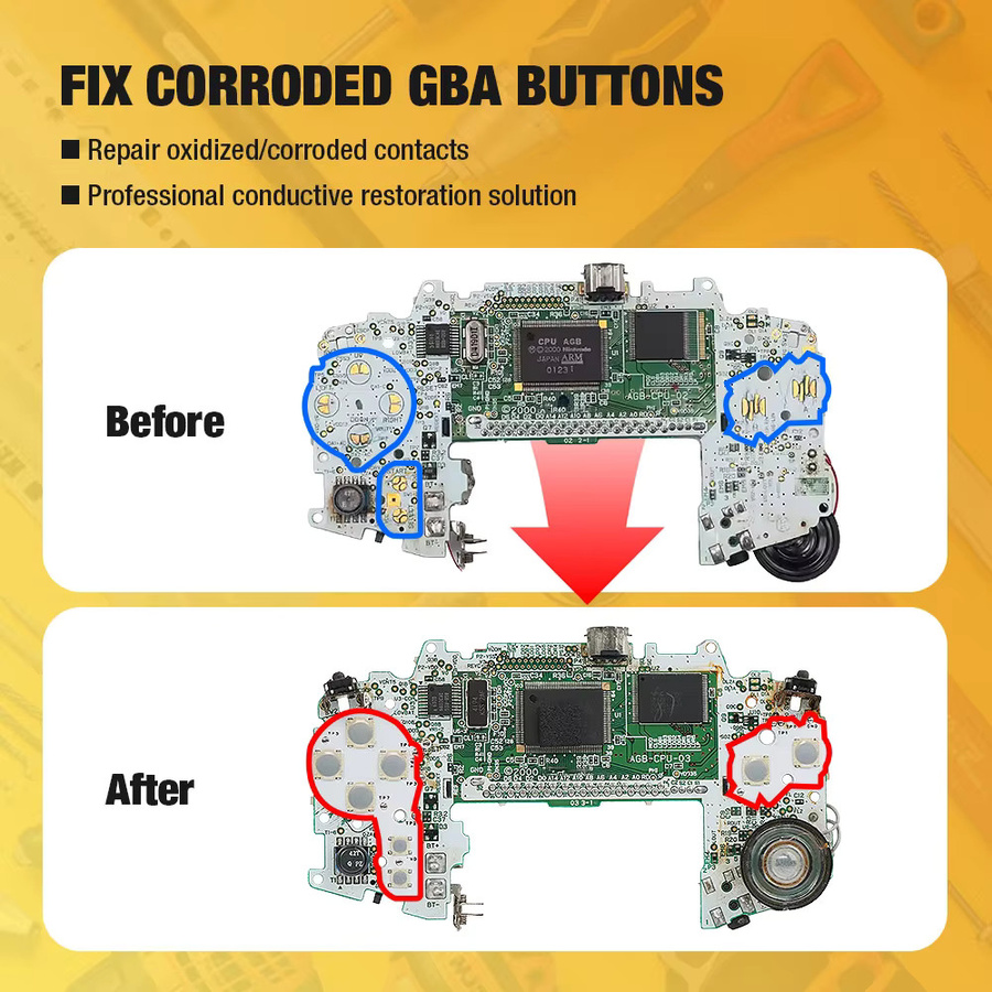 TicKnot GBA Membran Taste Tactile Upgrade Kit für Gameboy Advance in Weiß zur Reparatur korrodierter Taste Pads - Bild 3
