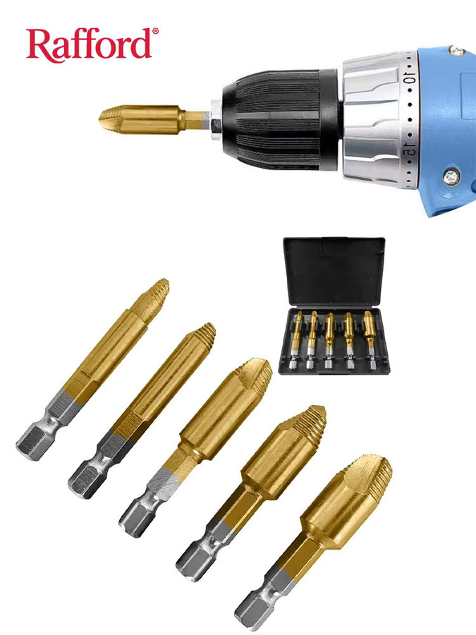 Rafford 5-teiliges Abisoliertes Schraubenentferner- und Auszieher-Set für beschädigte Gewindebohrer inklusive Aufbewahrungsbox - Bild 6
