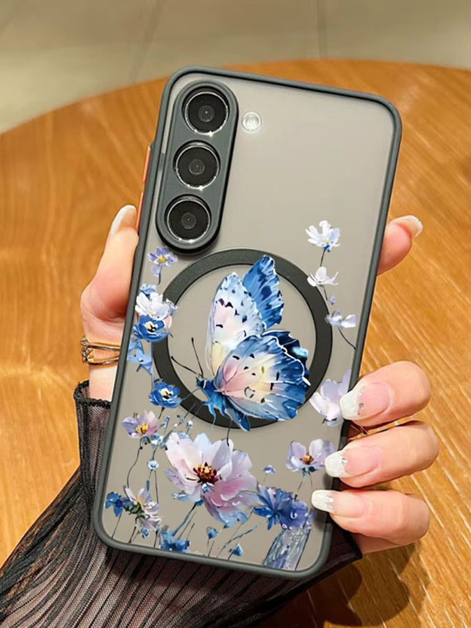 Magnetische Handyhülle mit Schmetterlings-Print für Samsung Galaxy S26 S25 S24 S23 Ultra Plus FE A56 A55 A36 A16 A54 in Schwarz und Multicolour - Bild 2