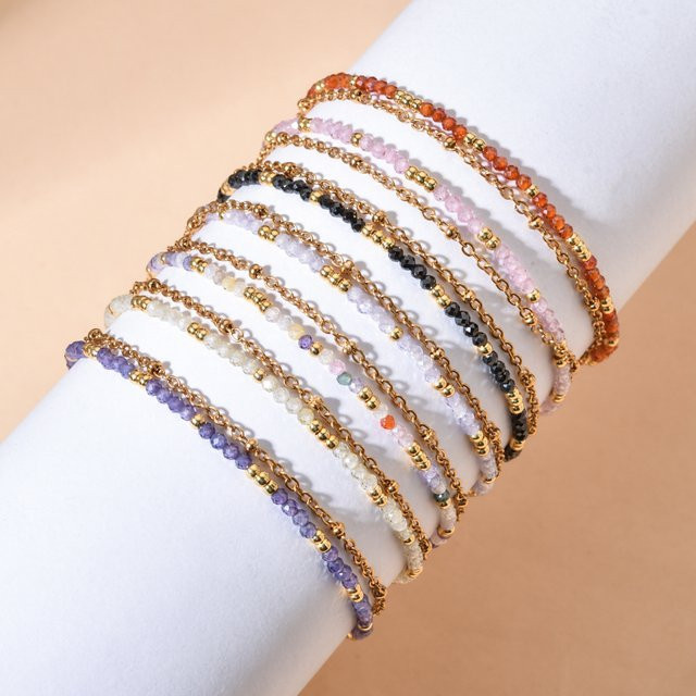 ZMZY Kettenarmband Edelstahl, goldfarben, Zirkon-Steinperlen, Damen - Bild 1