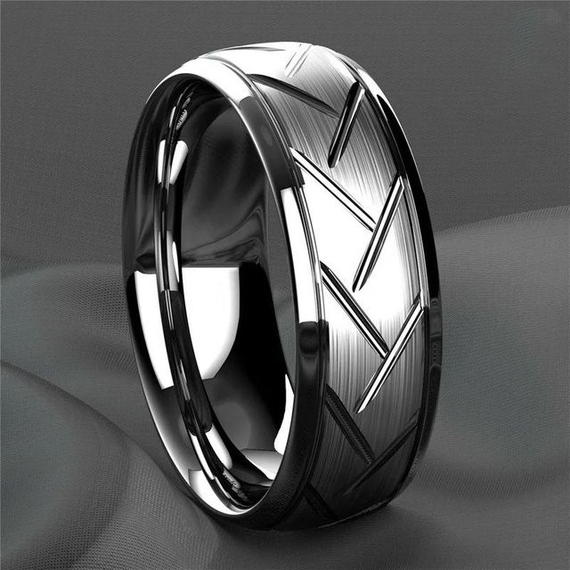 YIRAN Ring Edelstahl, Schwarz, 8mm, Herren - Bild 1
