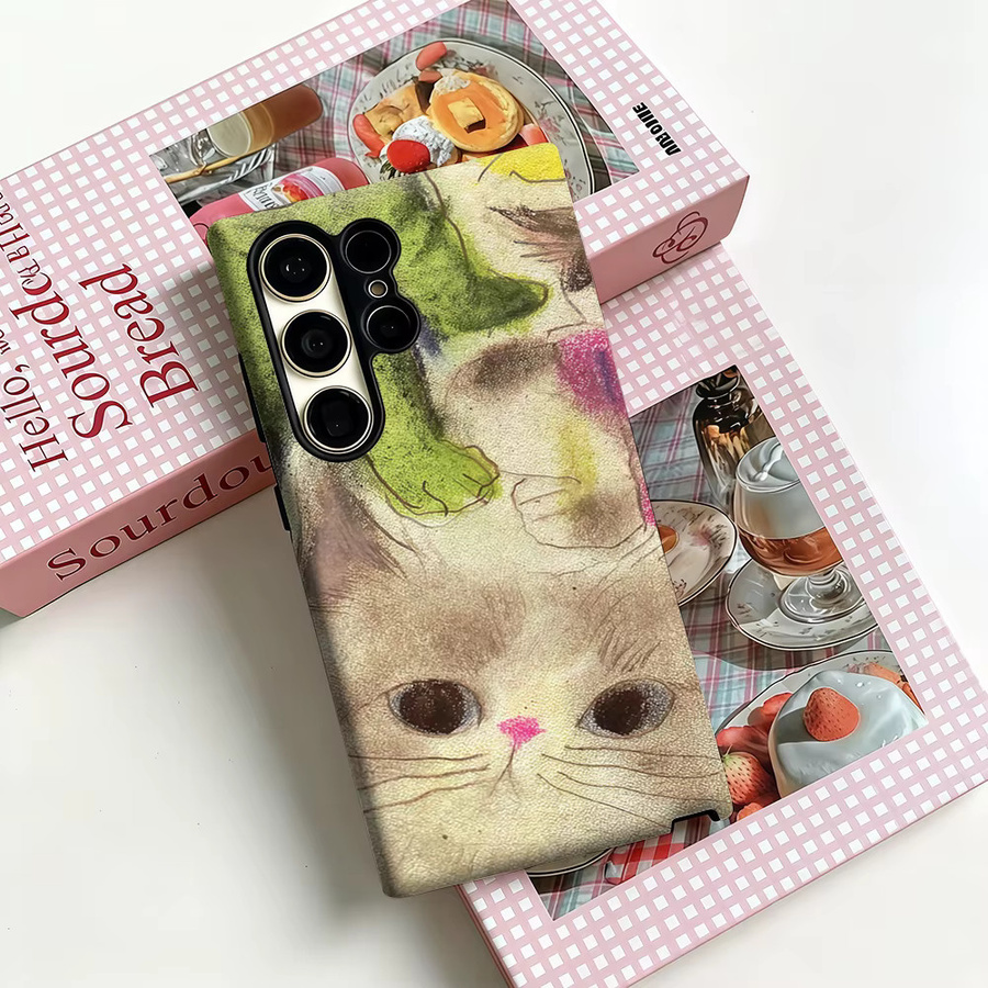 Stoßfeste Pop-Art Katzen Handyhülle für Samsung Galaxy S25 Ultra, S24 und S23 Ultra Plus in Multicolour mit robuster Doppelschicht-Rückabdeckung - Bild 3