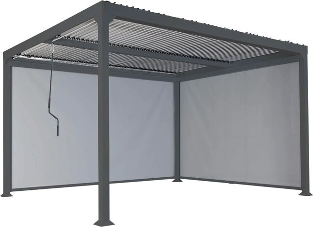 BERLINLODGE Alu Pergola Lamellen-Pavillon mit 2 Seitenwänden in Anthrazit, H x B x T: 224 x 370 x 306 cm - Bild 1