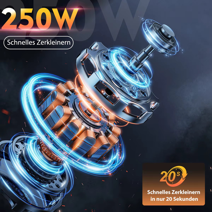 Fatabeta 5-in-1 Elektrischer Gemüseschneider in Weiß, 250W Küchenhelfer zum Hacken, Schneiden und Raspeln mit 4 Klingen für Zwiebeln, Karotten, Käse und Nüsse, BPA-frei - Bild 2
