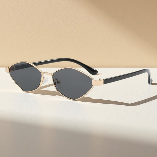 FUQIAN Sonnenbrille Hexagonal, Metall, Vollrand, Gold, Damen - Bild 1