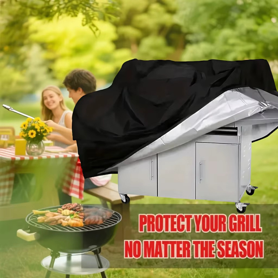 Schwarze Barbecue-Grillabdeckung für Outdoor-Grills mit B/T/H: 117 x 145 x 61 cm - Bild 2
