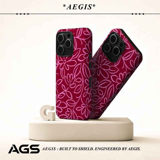 Potdemiel Minimal Art Floral Handyhülle in Pink für iPhone 17 16 15 14 13 Pro Max Plus mit magnetischer Double-Layer Tough Case Funktion - Bild 1