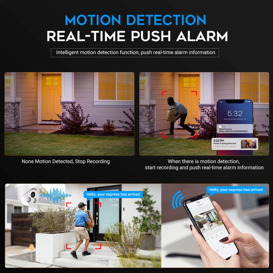 Ziksecu 4K 8MP IP PoE Turret Überwachungskamera Outdoor IP67 wasserdicht mit WDR und H.265, Weiß, Hikvision-kompatibel und Onvif-Unterstützung - Bild 4