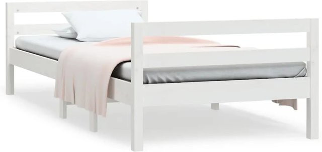 vidaXL Massivholzbett aus Kiefer in Weiß, B/T/H: 90 x 200 x 35 cm (ca.) - Bild 1
