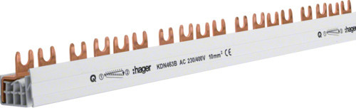 Hager Phasenschiene 3P+N 10q 57mod Gabel KDN463B Zubehör Stromversorgung - Bild 1