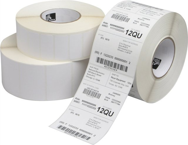 ZEBRA Thermotransfer-Etiketten aus Papier, Farbe: Weiß, Unbeschichtet, Permanent Haftend, Fanfolded, B: 10,2 cm, H: 14,9 cm - Bild 1