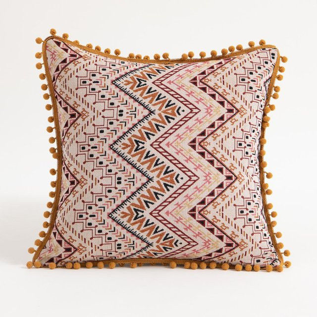 Boho Gehäkelter Kissenbezug mit Quasten von JMG Clothing, gestreift in Beige, B/H: 45 x 45 cm - Bild 1