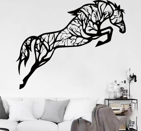 BRUP Wandaufkleber Pferde-Silhouette in Schwarz für modernes Wohnzimmer und Schlafzimmer