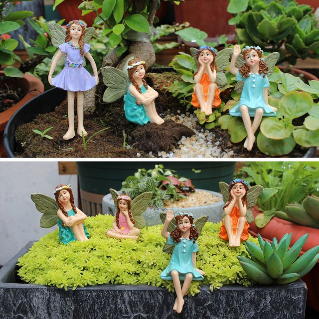 Blumenfeen-Set aus Kunstharz in Multicolour mit sechs Figuren zur Dekoration für Garten, Balkon und Innenbereich - Bild 1