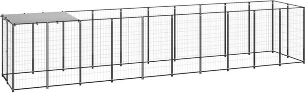 Vidaxl Hundezwinger aus Stahl in Schwarz mit 6,05 m² - Bild 1