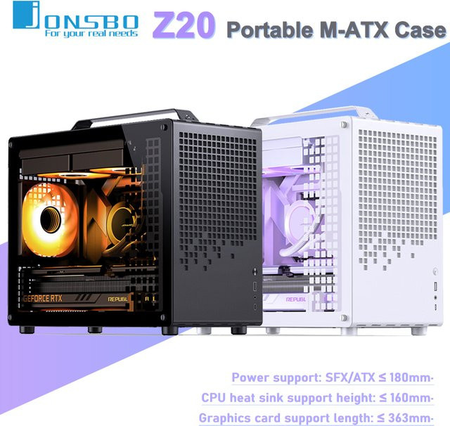 Jonsbo Z20 Mini-ITX und Micro-ATX Computergehäuse in Schwarz mit USB-C Gen2 und 20L Volumen - Bild 1