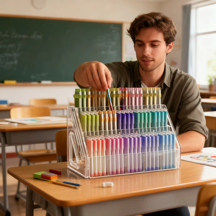 Stifthalter-Organizer aus transparentem Kunststoff für Büro und Schule - Bild 3