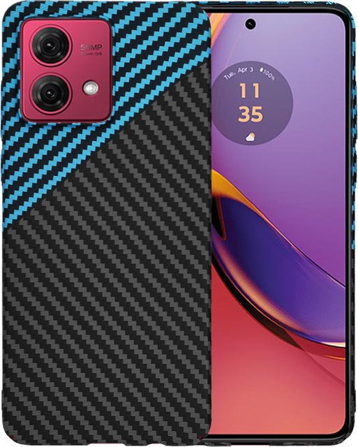 Techsuit Carbonite FiberShell Schutzhülle für Motorola Moto G84 in Schwarz Blau - Bild 1