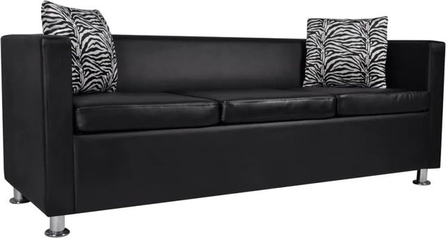 vidaXL Sofa-Set aus Kunstleder in Schwarz mit 3-Sitzer, 2-Sitzer und 4 losen Kissen - Bild 1