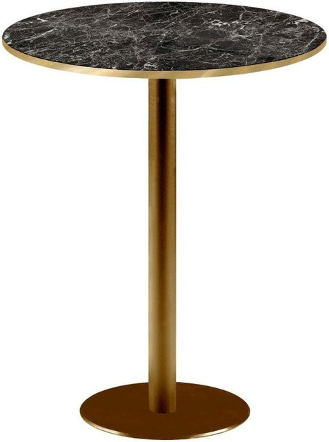 RestooTab Stehtisch Rome rund mit schwarz marmorierter Platte und goldmetallic Gestell, Höhe: 110 cm, Durchmesser: 60 cm - Bild 1