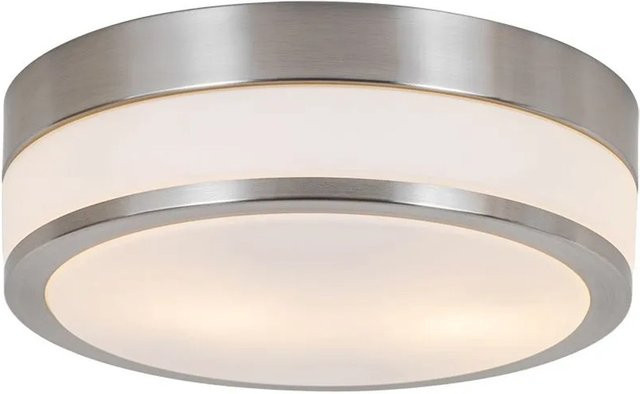 QAZQA Flavi Moderne Deckenleuchte aus Stahl und Glas in Silber, IP44, E27, Durchmesser: 28 cm - Bild 1