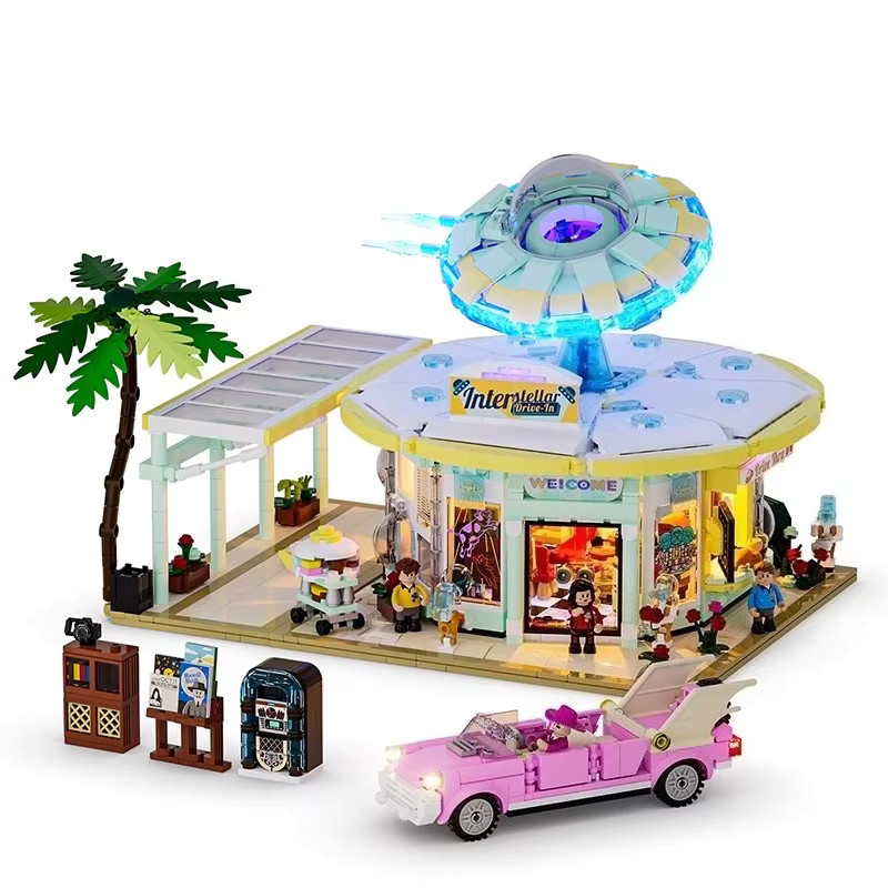 Lumibricks Road Trip Serie Bausteine Set mit UFO, Auto und Restaurant Szene in Mehrfarbig - Bild 2