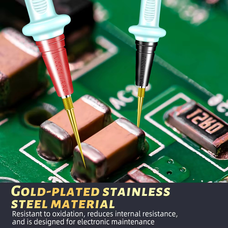 KUAIQU Multimeter-Messleitungen mit vergoldeten Silikon-Testkabeln und Sonden-Spitzen, 20 A 1000 V, Mehrfarbig - Bild 4