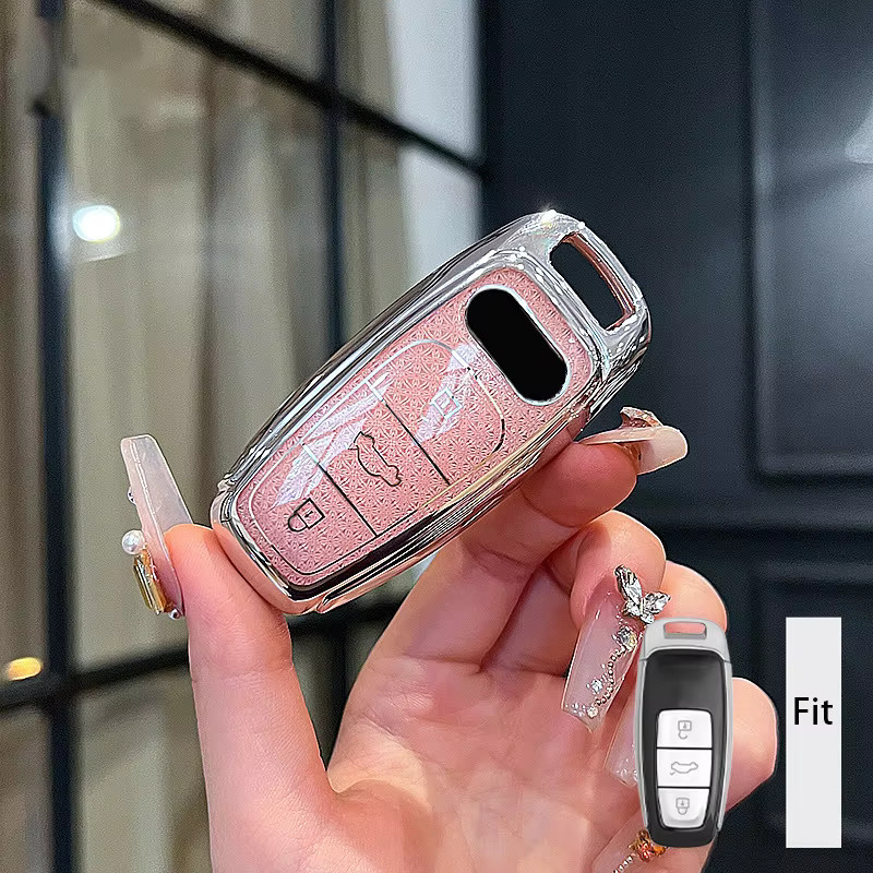 ICAR Schlüsselhülle Diamant Rosa für Audi Q8 RSQ8 A6 C8 S6 RS6 A7 S7 RS7 A3 8Y A8 D5 RS E-tron Q4 Q7 Fernbedienung Auto Schlüssel Abdeckung und Schlüsselbund Zubehör - Bild 2
