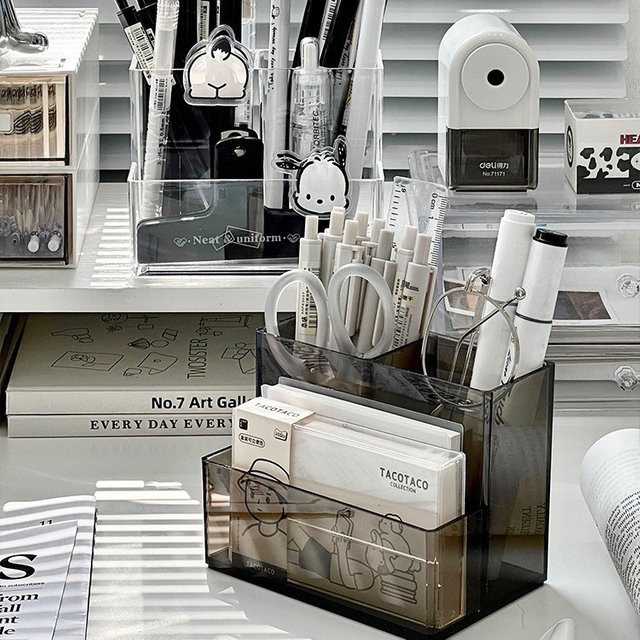 Transparente Kaninchen Stifthalter Box mit Schubladen als Organizer für Schreibtisch und Büro - Bild 1
