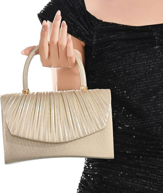 Clutch-Abendtasche mit Griff aus Kunstperlen - Bild 1