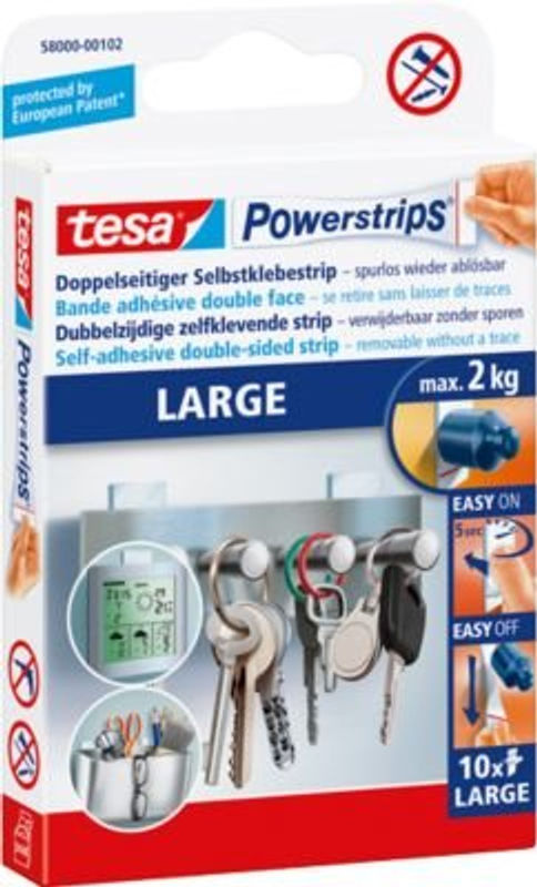 tesa Powerstrips Large doppelseitige Klebestreifen Weiß 10 Stück - Bild 2