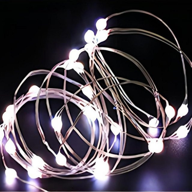 Wasserdichte LED String Lichterkette aus Kupferdraht in Weiß für Weihnachten, Hochzeit und Party, Batteriebetrieben, Länge: 30 m - Bild 1