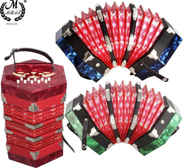 M MBAT Ziehharmonika Akkordeon, 20 Knopf, 40 Schilf, Anglo Stil, mit Tragetasche - Bild 1