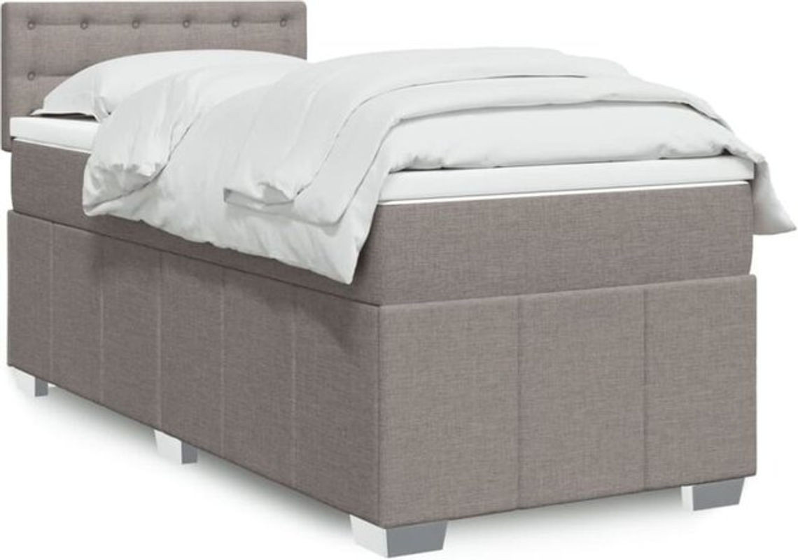 Vidaxl Boxspringbett mit Matratze in Taupe meliert und Weiß aus Stoff und Holzwerkstoff, B/T/H: 80 x 200 x 100,5 cm - Bild 1