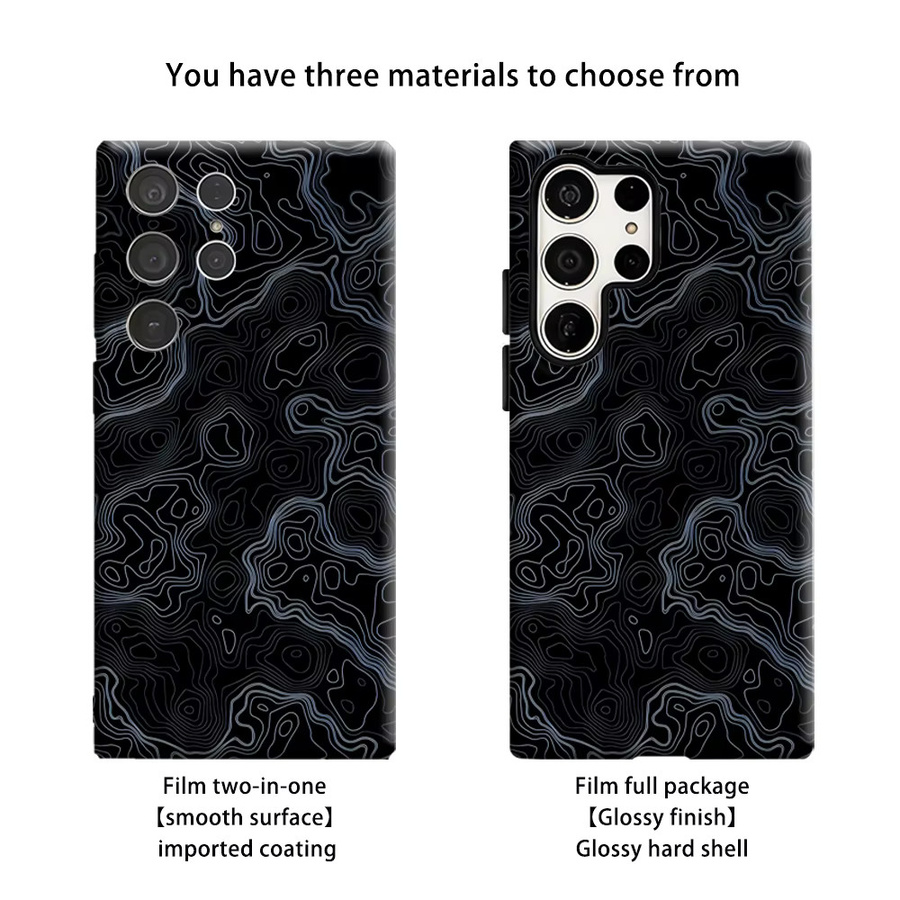 Stoßfeste Handyhülle mit topografischer Konturkarte für Samsung Galaxy S26 S25 S24 S23 Ultra Plus in Schwarz - Bild 2