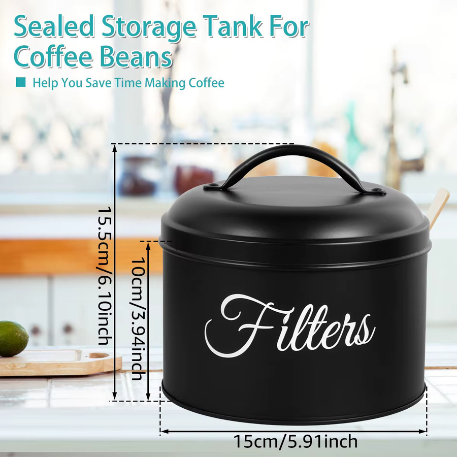 Willstar Kaffeefilterhalter aus Metall in Schwarz, runder Aufbewahrungskorb für die Theke, Breite: 15,5 cm, Tiefe: 15,0 cm - Bild 2