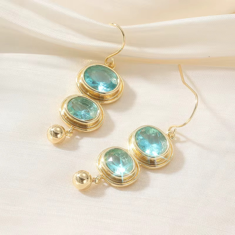 YoYo Haken-Ohrringe, Gold, Blaue Zirkonia, Damen - Bild 3