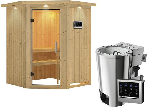 Karibu Sauna Wolmar für 3 Personen inklusive 3,6 kW Saunaofen mit externer Steuerung, beige - Bild 1