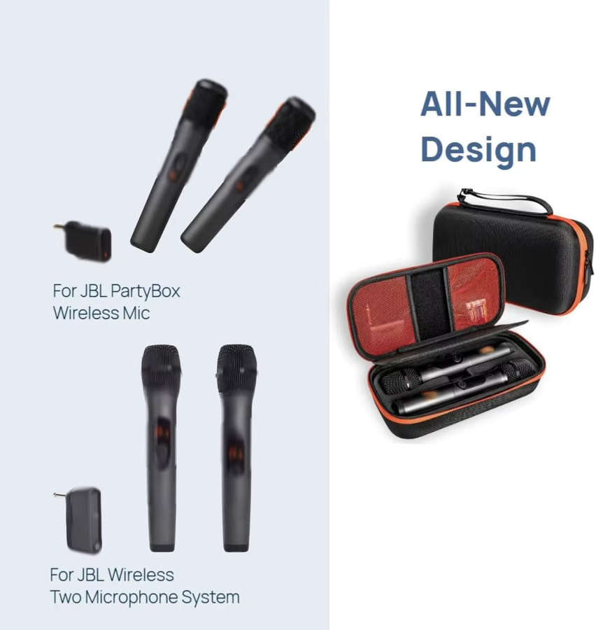 JBL PartyBox Wireless Reise-Tragetasche mit EVA-Aufbewahrung für zwei Mikrofonsysteme, Schwarz - Bild 2
