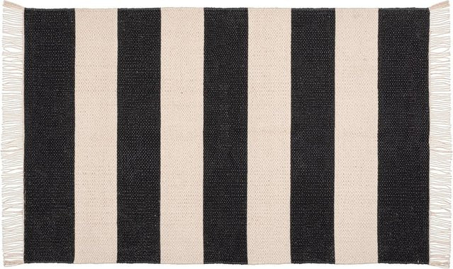 Wenko Badematte Kasi aus recycelter Baumwolle, gestreift, Schwarz-Weiß, B: 80,0 cm, T: 50,0 cm - Bild 1
