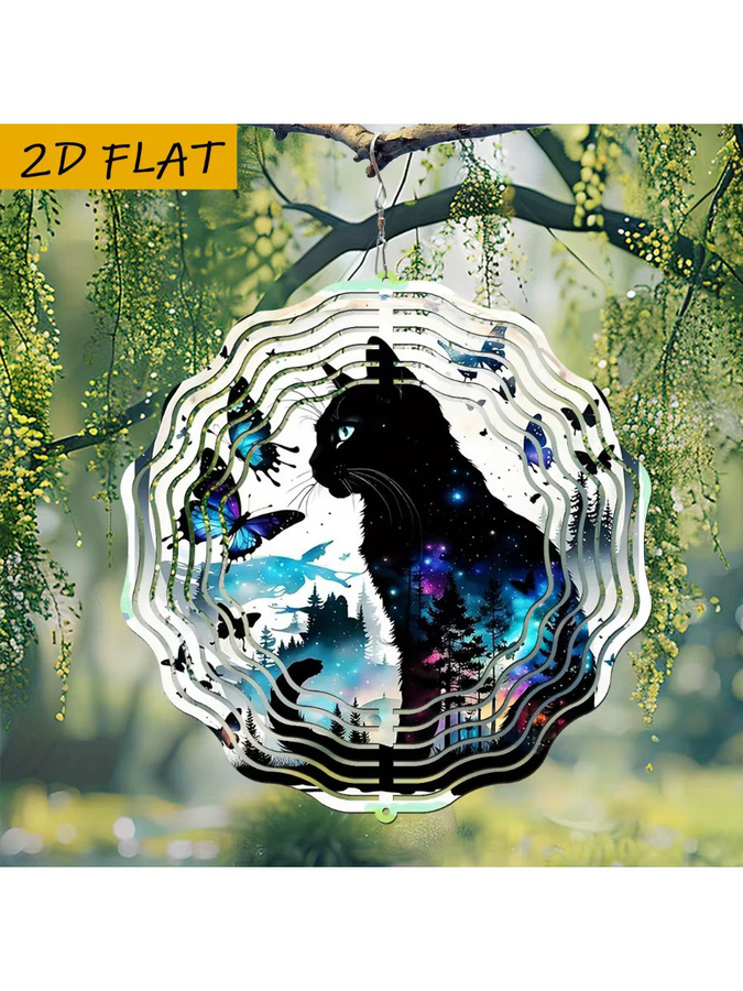 GalaxyCat Solar-Windspiel aus Metall mit Schmetterlings- und Nachthimmel-Design, Mehrfarbig, Durchmesser: 25 cm - Bild 6