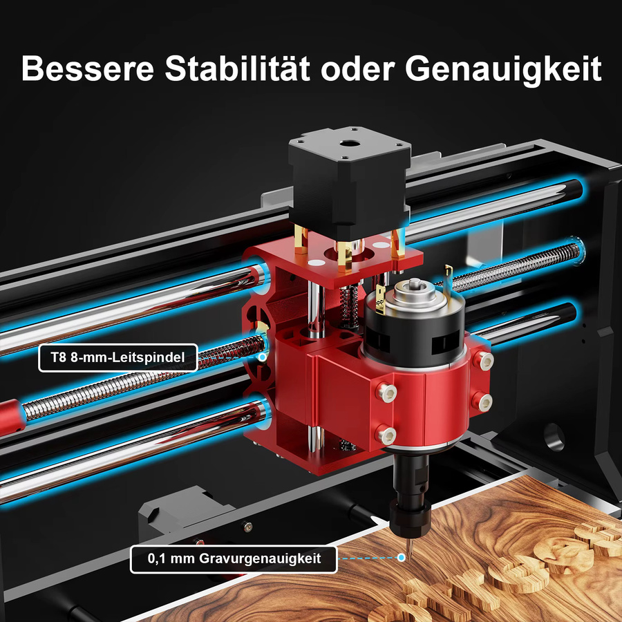 Twotrees 3018 Pro CNC Router in Schwarz mit GRBL Steuerung, Metall-Spindelklemmung und Not-Aus-Schalter zum Gravieren und Schneiden von Holz und Acryl, B/T/H: 42,0 x 35,5 x 28,0 cm - Bild 3