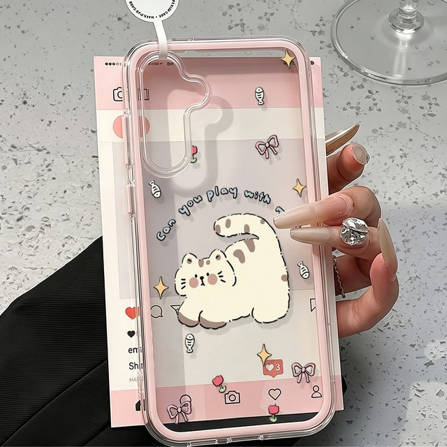 Transparente 2-in-1 Schutzhülle für Samsung Galaxy Modelle in Pink und Transparent - Bild 1